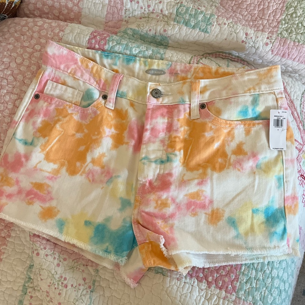 Womens multicolored tie dye type denim shorts size 4